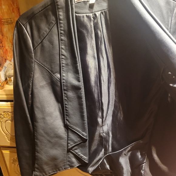 Faux leather jacket.  With material on arms. Very cute - Picture 4 of 12